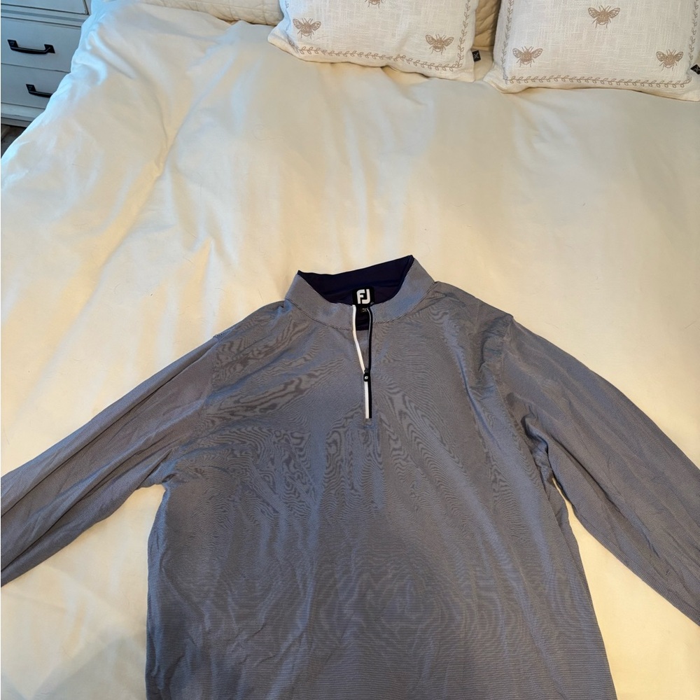 FootJoy blue and white stripped Long Sleeve Golf Pullover